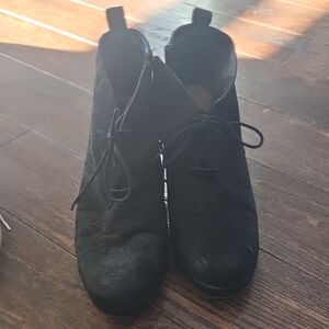 Black Suede Lace-Up Ankle Boots